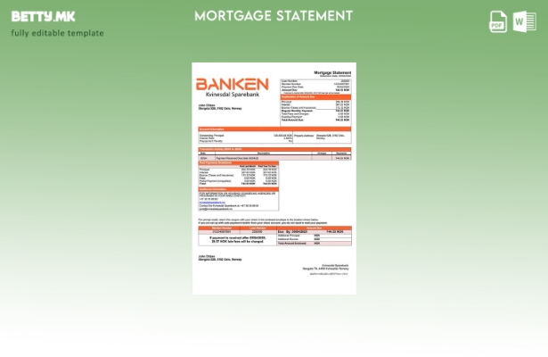 модерен стил Норвешка Kvinesdal Резервна банка изјава за хипотека Шаблон за Word